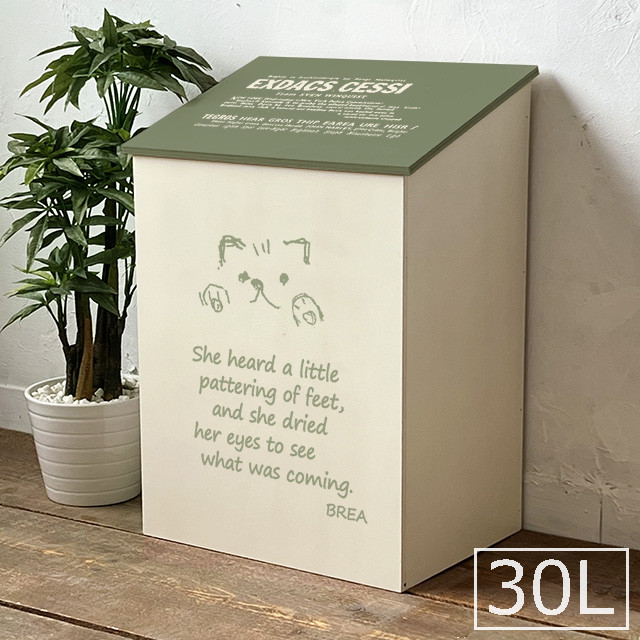 【30L】 フタ付きダストボックス 犬猫シリーズ　BREA-1595-DC-WHGR