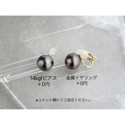 10mm〜 タヒチ 黒真珠 大粒 セミラウンド ピアス イヤリング  【823】 6枚目の画像