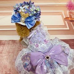 犬猫うさちゃん服　大人きれいめ紫陽花ドレス 6枚目の画像