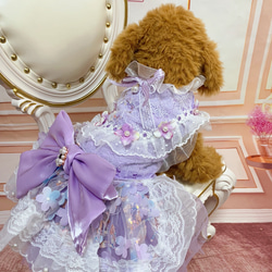 犬猫うさちゃん服　大人きれいめ紫陽花ドレス 15枚目の画像