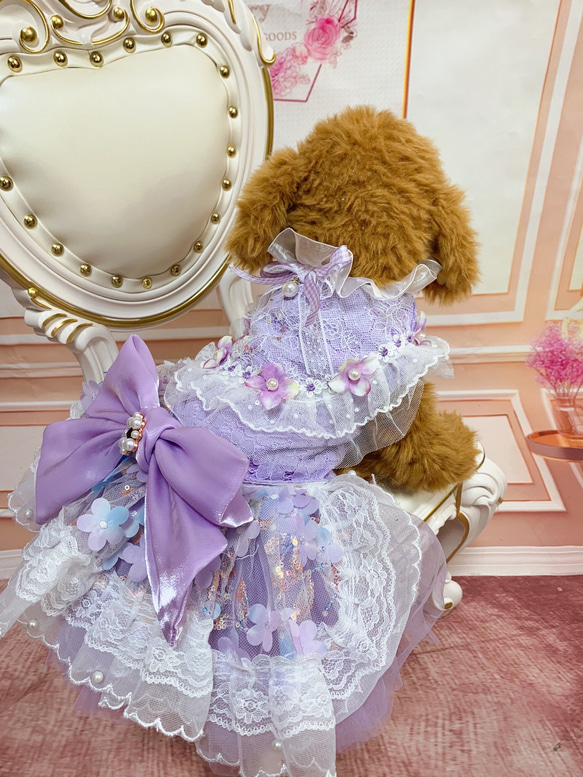 犬猫うさちゃん服　大人きれいめ紫陽花ドレス 15枚目の画像