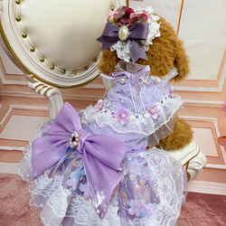 犬猫うさちゃん服　大人きれいめ紫陽花ドレス 2枚目の画像