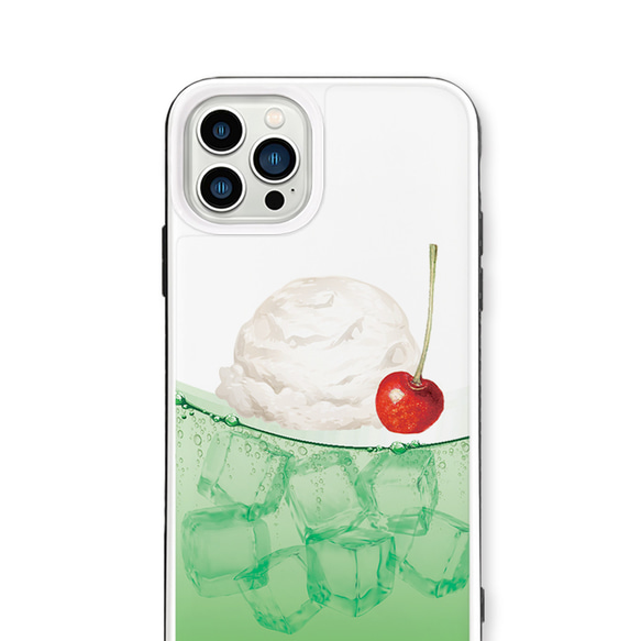 メロンクリームソーダ　iPhoneケース　強化ガラスケース 4枚目の画像