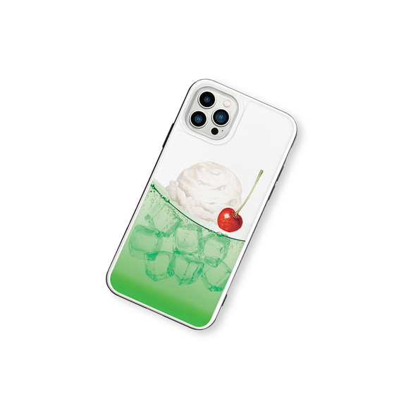 メロンクリームソーダ　iPhoneケース　強化ガラスケース 2枚目の画像