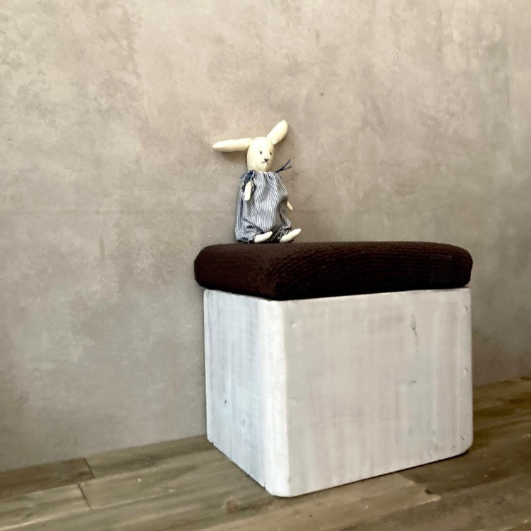 ベンチ　収納ボックス　おもちゃ箱　木製 オットマン　北欧　ホワイト　ブラウン