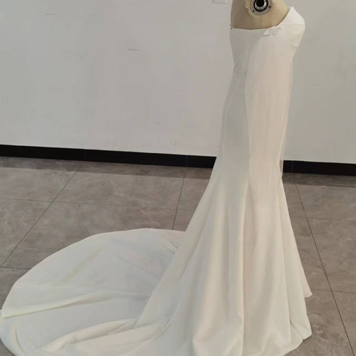 フランス風 ベアトップ ウエディングドレス 前撮り 取り外し可能 長袖  