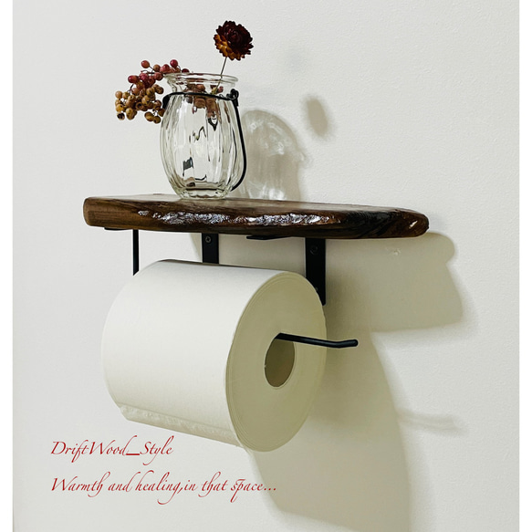 流木インテリア 流木板のトイレットペーパーホルダー 癒し バス トイレ 北欧 ペーパーハンガー N2 6枚目の画像