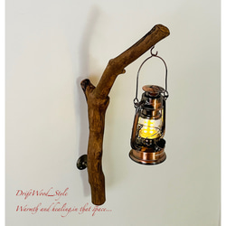 流木インテリア ランプや小物を飾れる天然流木の壁掛けスタンド ランタン 置物 北欧 照明 自然 N6 7枚目の画像