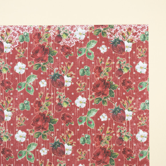 設計紙 - 玫瑰與草莓 No.2 / A4 尺寸，雙面列印 第2張的照片