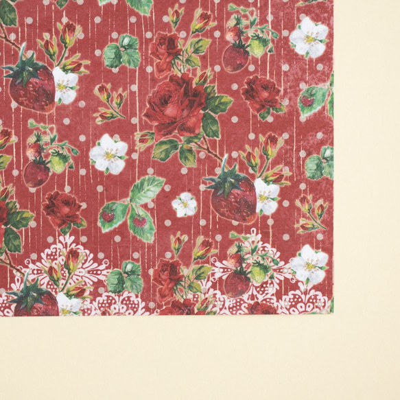 設計紙 - 玫瑰與草莓 No.2 / A4 尺寸，雙面列印 第4張的照片