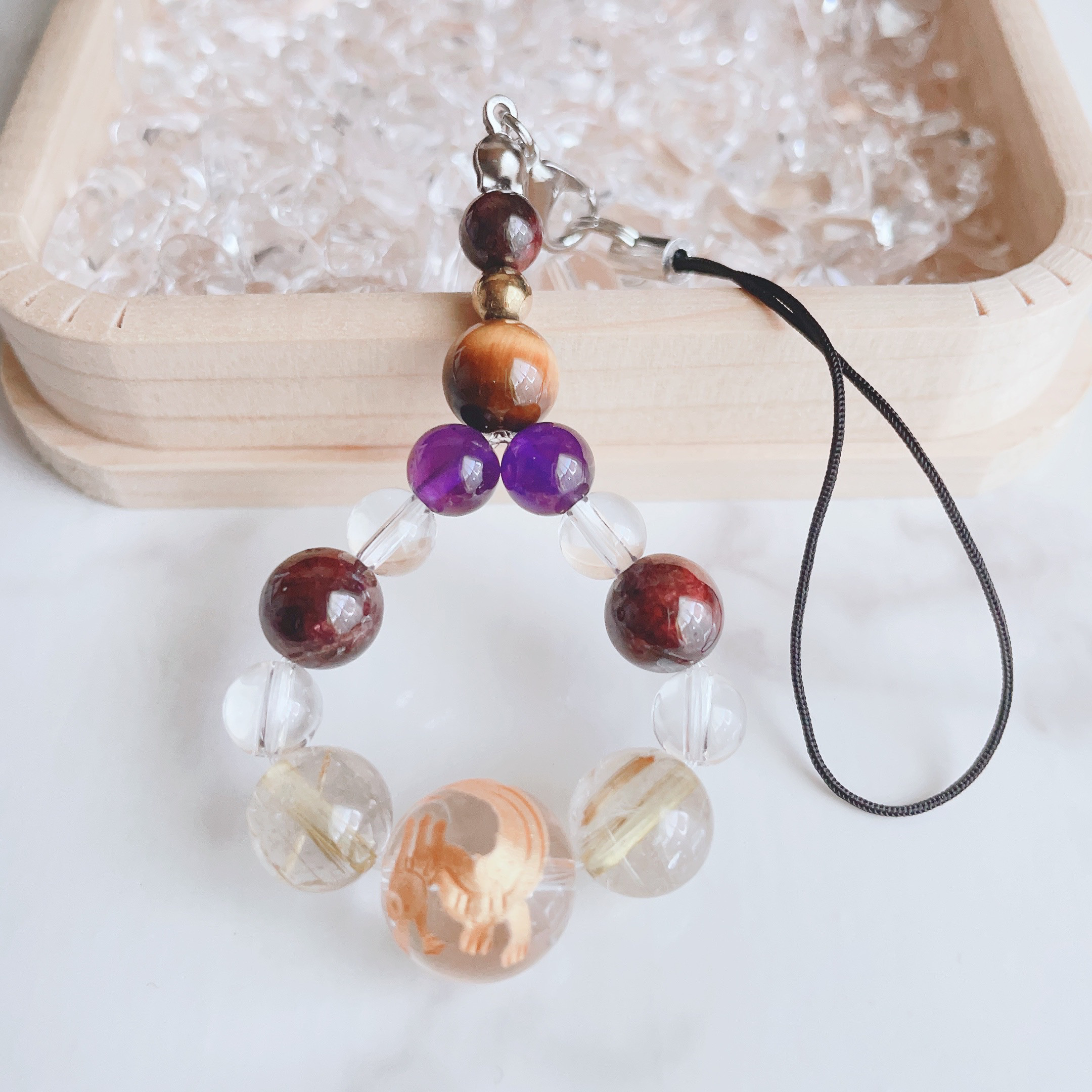 ✦パワーぎっしり！贅沢ストラップ★必勝や成功への道を切り拓く 麒麟 タイガーアイ ストラップ No608S 4,740円