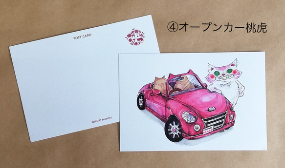 MIYU オリジナルポストカード 4枚選べるポストカード ＊紅助と桃虎×車シリーズ＊ 5枚目の画像