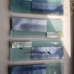 ガラスの器　銀澄長皿　シルバー＆ブルー 9枚目の画像