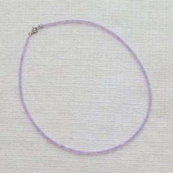 オーロラ バイオレット ワンカラー シンプル ビーズ ネックレス SV パープル 紫 5枚目の画像