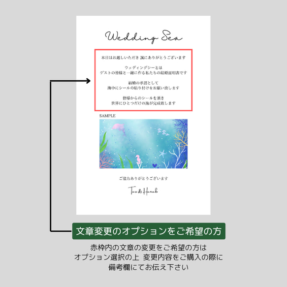 ウエディングシー  結婚証明書＆説明書 set販売 「ゲストと作る世界にひとつだけの海」 3枚目の画像