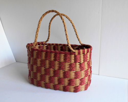 coo♡ページ　ハンドメイド　市松模様　バッグ 市松模様のかごバッグ 洗えるよ！ - メルカリ