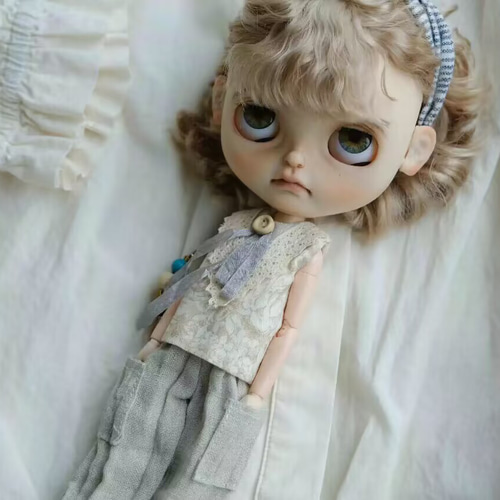 ブライス服 綿麻 3点セットベストパンツ ドール服 ob22ob24ドール衣装