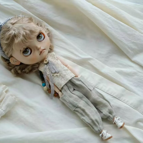 ブライス服 綿麻 3点セットベストパンツ ドール服 ob22ob24ドール衣装