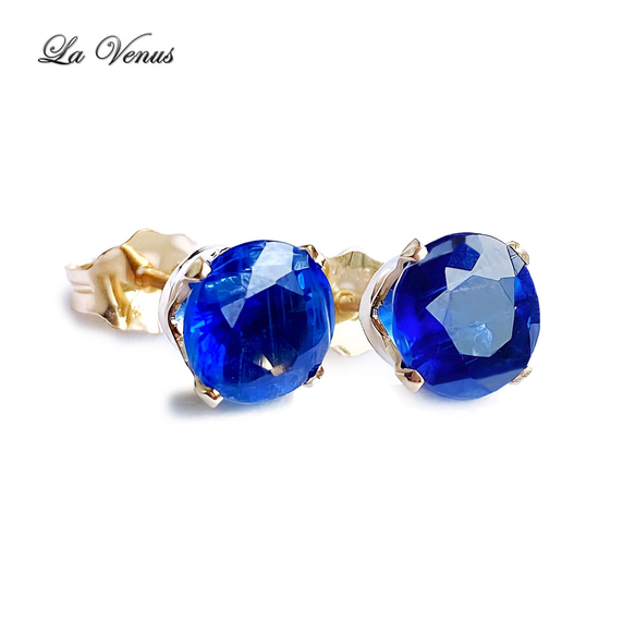 大粒6mm 奇跡のブルー ネパール産 天然カイヤナイト ピアス 宝石  