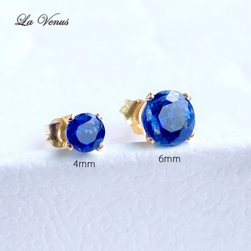 大粒6mm 奇跡のブルー ネパール産 天然カイヤナイト ピアス 宝石  