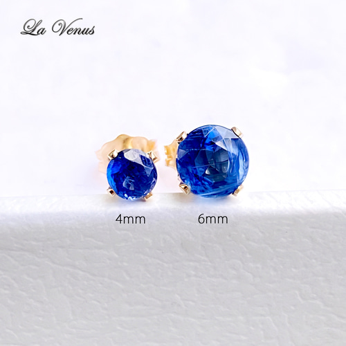 大粒6mm 奇跡のブルー ネパール産 天然カイヤナイト ピアス 宝石質AAA