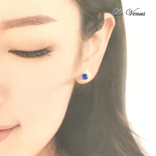 大粒6mm 奇跡のブルー ネパール産 天然カイヤナイト ピアス 宝石質AAA