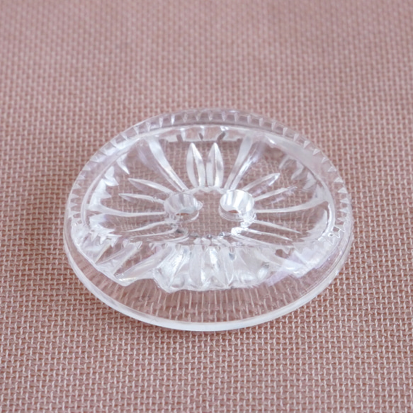 (2個) 15mm ヴィンテージボタン 無色透明 花 6枚目の画像