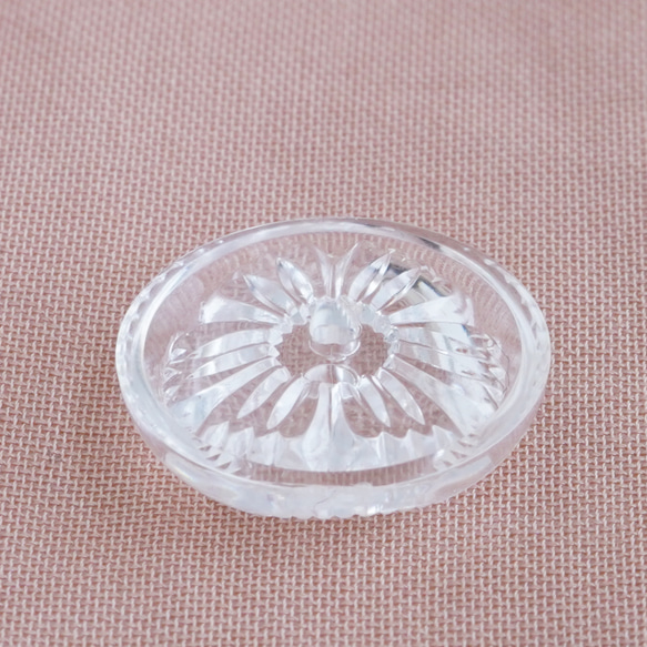 (2個) 15mm ヴィンテージボタン 無色透明 花 5枚目の画像