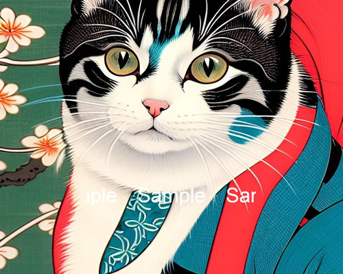 特別価格☆【版画（額縁なし）】『夢の中（夢見の水瓶）』（猫