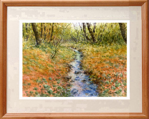 秋のひととき(size L/画用紙 9x12.8)小さな水彩画原画