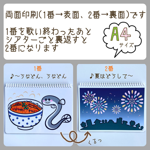 なつのしりとりうた スケッチブックシアター イラスト yunarika craft