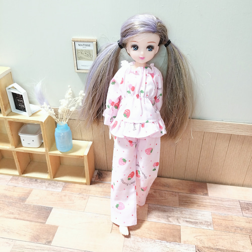パジャマ上下セット さくらんぼ柄 チェリー リカちゃん 服 ピンク
