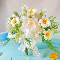 プルメリア　ウェディングブーケリゾートブーケ　ブートニア付き プルメリア ウェディングブーケリゾートブーケ ブートニア付き