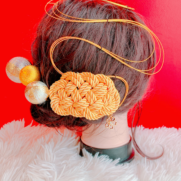 組紐アレンジ☆成人式髪飾り☆タッセル☆パール☆お祭り髪飾り☆和装