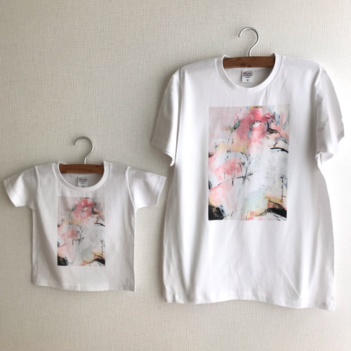アートTシャツ【harmonie】抽象画/ショッキングピンク/親子コーデ  