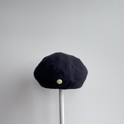 58cm サニーサークルベレー  大人可愛い 夏の帽子 コットンリネン 黒 ブラックベレー  屋内帽子 5枚目の画像