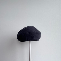 58cm サニーサークルベレー  大人可愛い 夏の帽子 コットンリネン 黒 ブラックベレー  屋内帽子 6枚目の画像