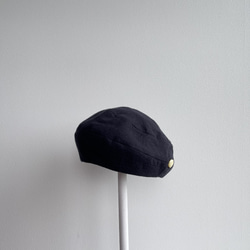 58cm サニーサークルベレー  大人可愛い 夏の帽子 コットンリネン 黒 ブラックベレー  屋内帽子 4枚目の画像