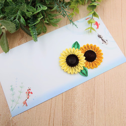 夏の贈り物に夏花モチーフのクイリングお洒落封筒(ひまわり) 2枚目の画像