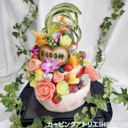 スイカ フルーツカービング 薔薇 プレゼント ギフト 彫刻作品 フルーツカービング スイカ プレゼント 母の日 薔薇 彫刻
