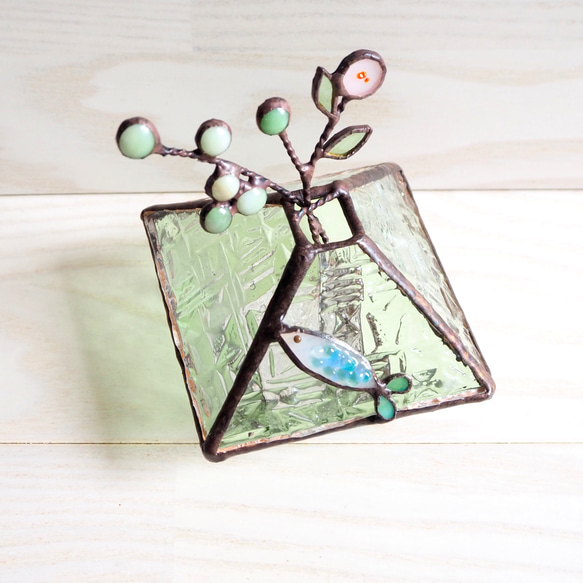 ステンドグラス夏の水面の一輪挿し（お花付き） 3枚目の画像