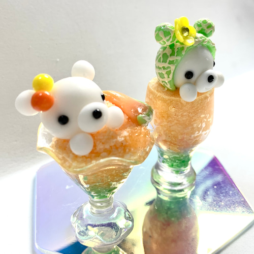 ゆうにゃん くま、メロンセット ❣️在庫処分SALE更に値引き❣️☆メロンかき氷と白クマちゃん2