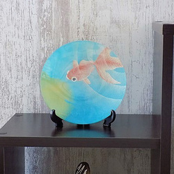 金彩工芸　金彩ガラス皿　「游」　金魚 1枚目の画像