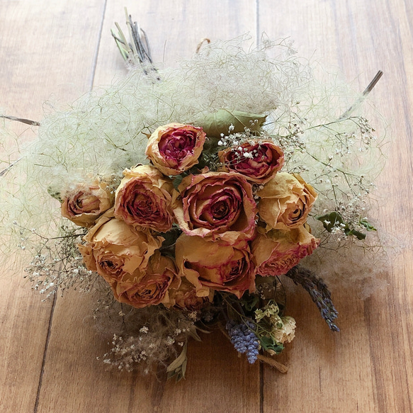 卒業祝い　スモーキーなスモークツリーとセルリアのブーケ　花束　ドライフラワー 卒業祝い スモーキーなスモークツリーとセルリアのブーケ 花束 ドライ