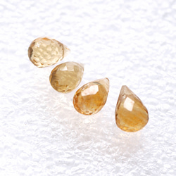宝石質 非加熱 シトリン ドロップ（4粒）A 2枚目の画像