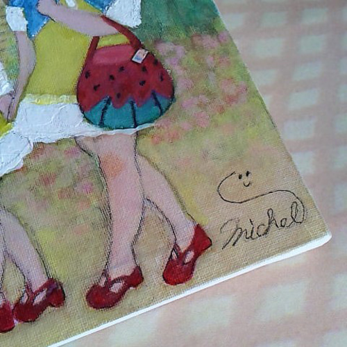 アート、イラスト、原画、水彩パステル、色鉛筆、子供、レトロ