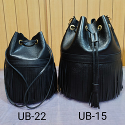 春バッグ　選べるカラー20色　レザー　フリンジミニ巾着バッグ　受注制作　UB-22 12枚目の画像
