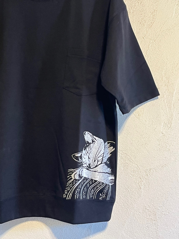 ネコ柄ライトスウェットTシャツ（男女兼用サイズ) 5枚目の画像