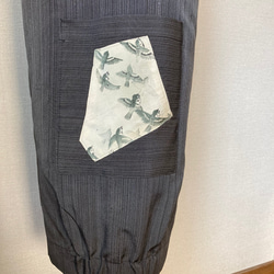 着物リメイク　裾ふっくらパンツ　ハンドメイド　絹　グレー　雀 7枚目の画像