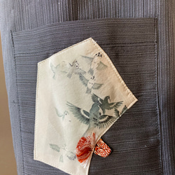 着物リメイク　裾ふっくらパンツ　ハンドメイド　絹　グレー　雀 5枚目の画像